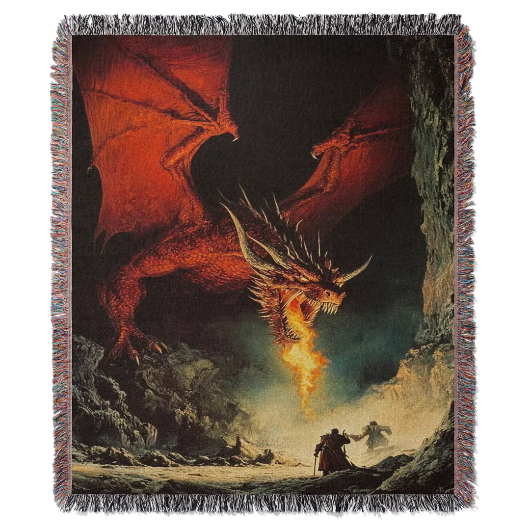 Medieval Dragon Woven Blanket Tapestry